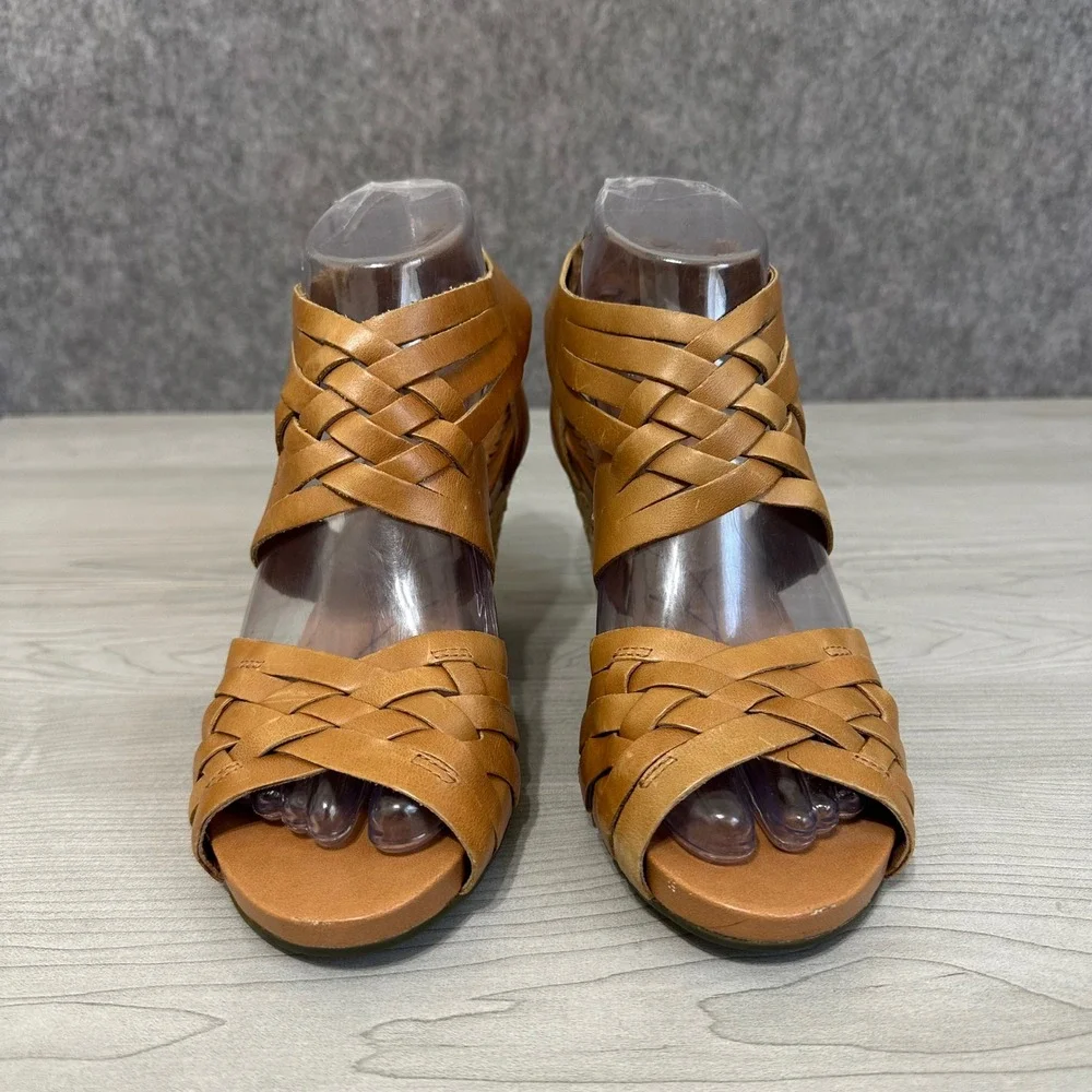 Indigo by Clarks Pocomo Wedge Sandals Womens 6 Woven Leather Espadrille Heel